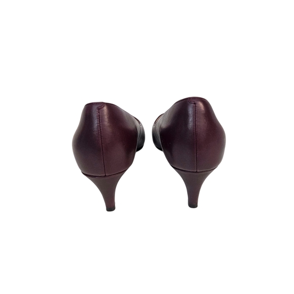 Cole Haan Burgundy "Vandam" Pointed Toe Low Heel Pumps - Picture 7 of 10